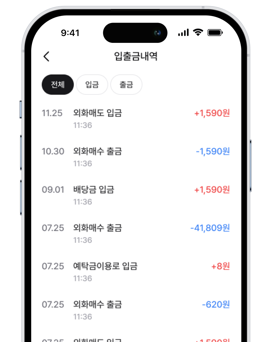 배당 입금 화면
